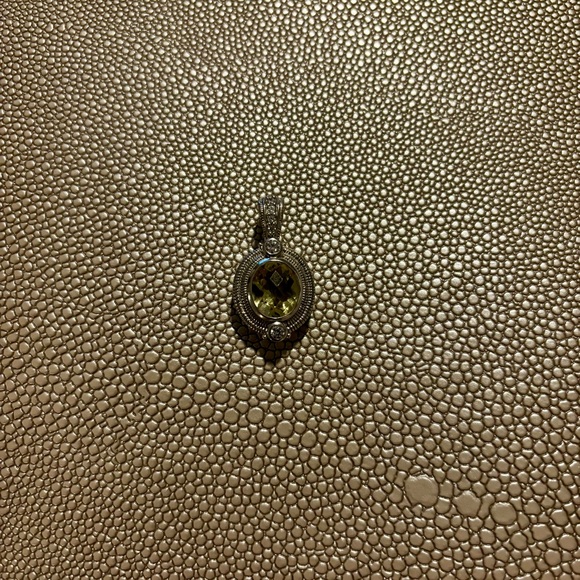 Judith Ripka Sterling Silver CZ Lemon Quartz Pendant - Picture 1 of 2